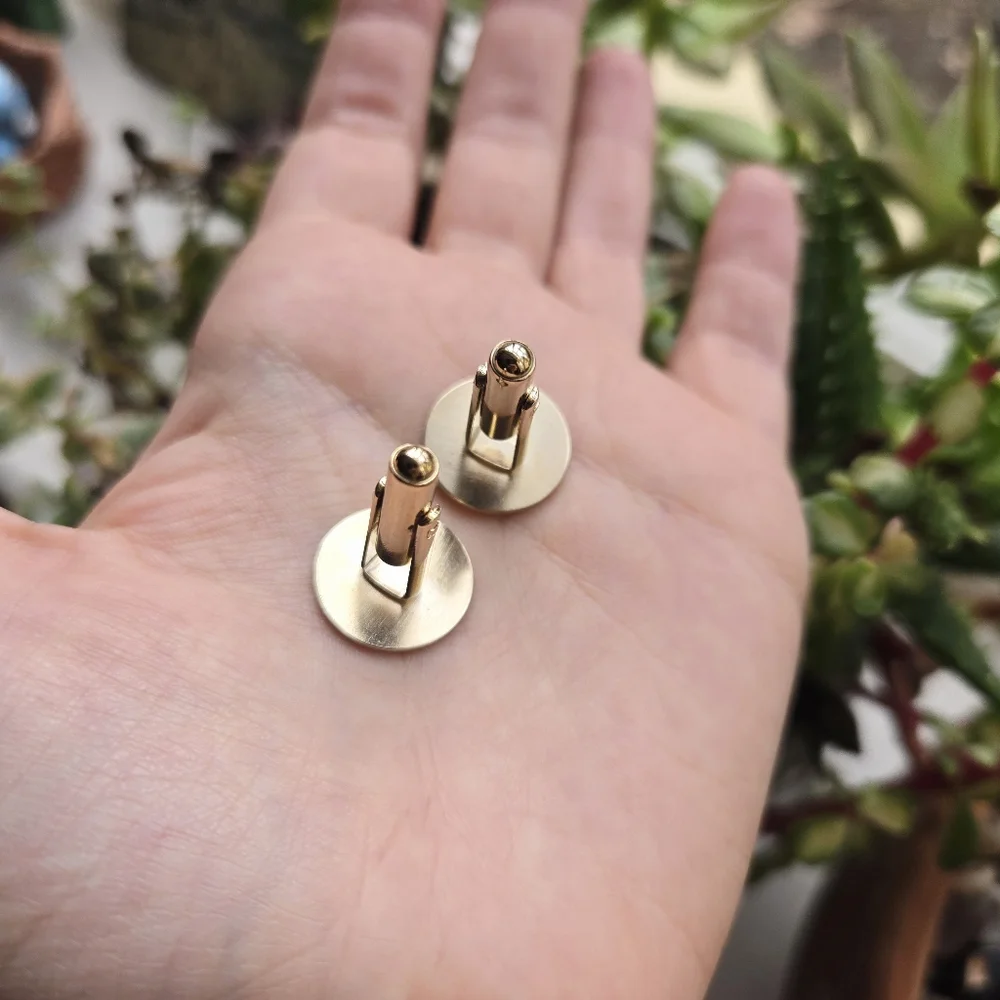Vintage Gold Eagle Simple assic Round Cuff Links